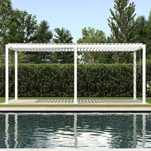111A 10 ft. x 20 ft. White Aluminum Modern Pergola