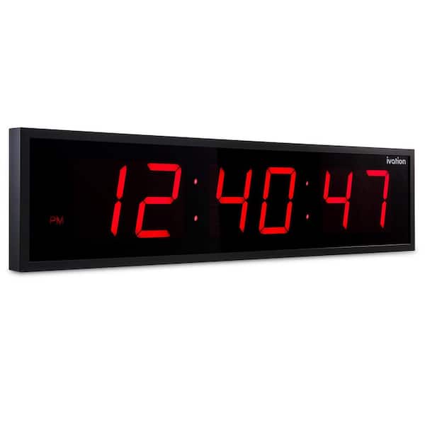 Ivation 24 in. Large Digital Wall Clock, LED Digital Clock with Remote, Red