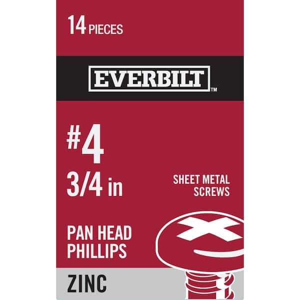 Everbilt #4 x 3/4 in. Phillips Pan Head Zinc Plated Sheet Metal Screw  (14-Pack) 806161 - The Home Depot