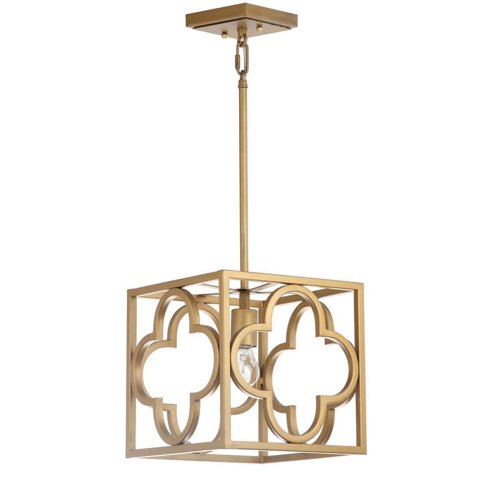Contemporary Gold Metal Trellis Pendant Light