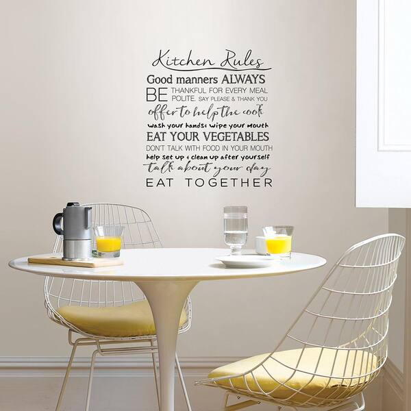 Wallpops Black Kitchen Rules Wall Quote Decal Dwpq2938 The Home Depot