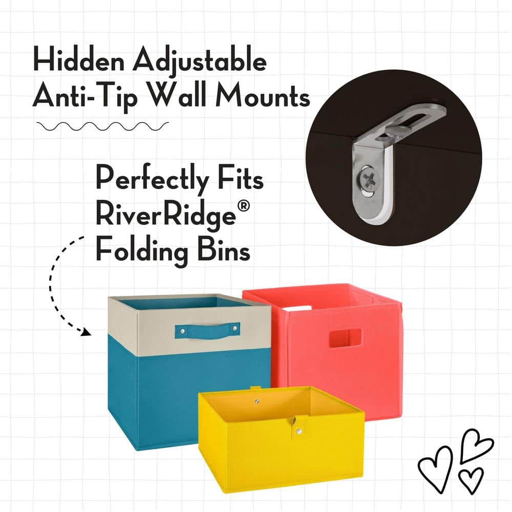 Espresso Beadboard-Inspired Kids' Horizontal Bookcase with Storage Cubes
