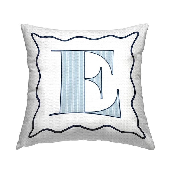 Stupell Industries Polka Dot Blue Letter E Square Outdoor Throw Pillow