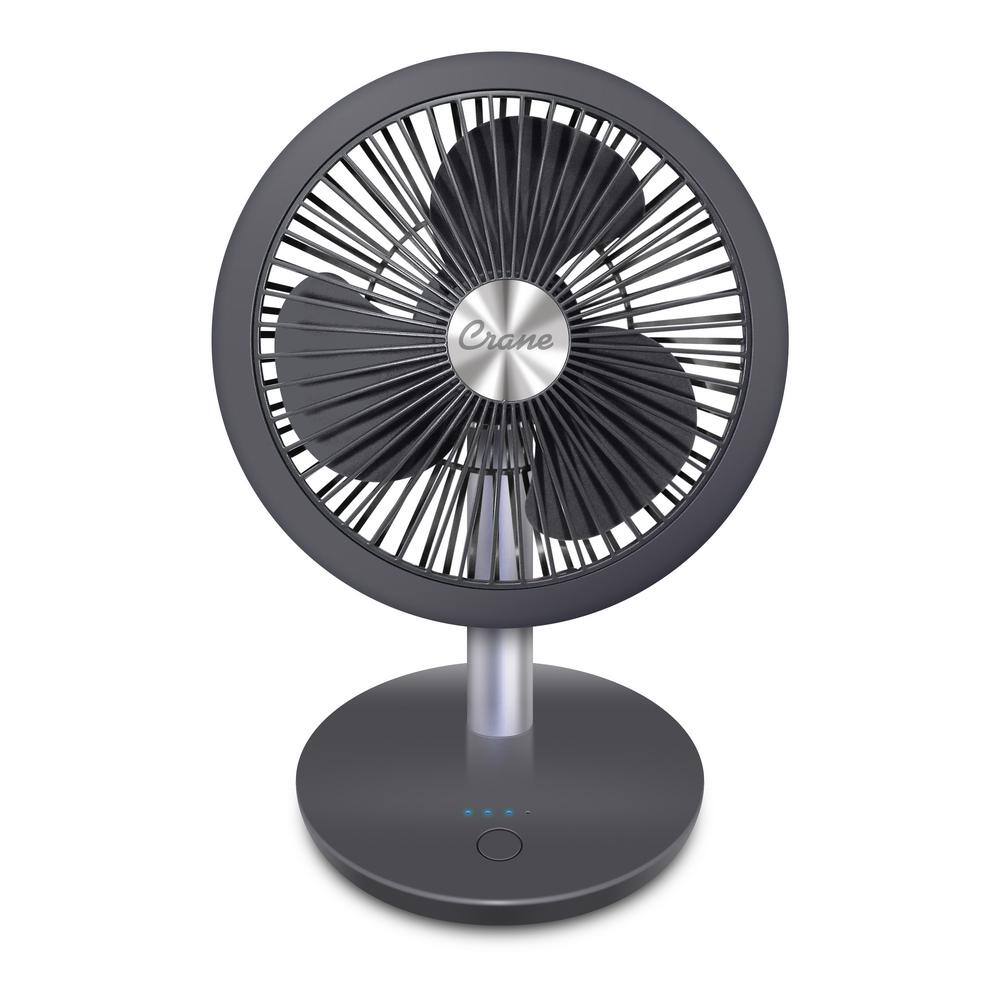 Crane 7 In Rechargeable Cordless Portable Desk Fan 4 Speed Settings 12 Hour Run Time Ee 5618 The Home Depot