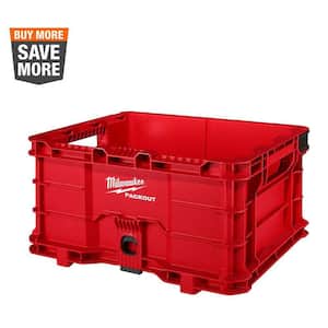 PACKOUT 18.6 in. Tool Storage Crate Bin with Carrying Handles and 50 lbs. Weight Capacity