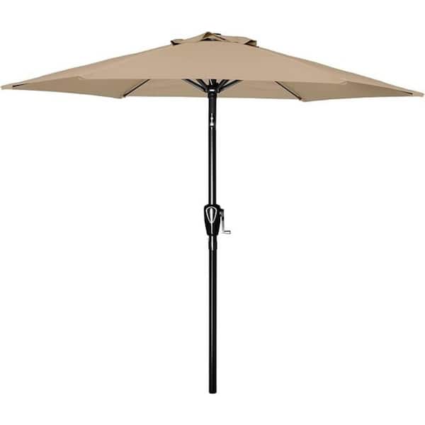 Tidoin 7.5 ft. Steel Market Tilt Patio Umbrella in Tan