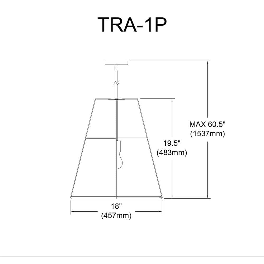 Modern Trapezoid 18" Black and Gold Drum Pendant Light