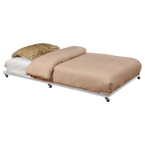 Cream Metal Twin Size Trundle Bed Frame for Daybed