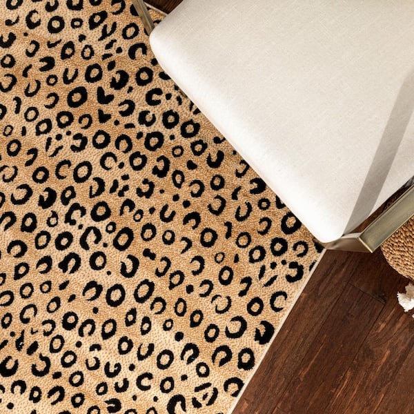 Dulcet Leopard Black 8 ft. x 10 ft. Animal Print Area Rug
