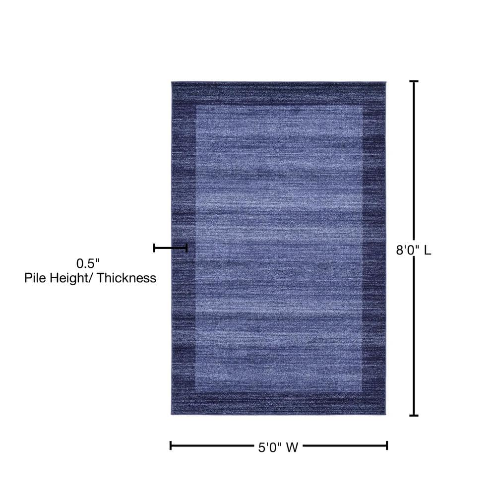 Navy Blue Rectangular Tufted Synthetic Indoor Area Rug