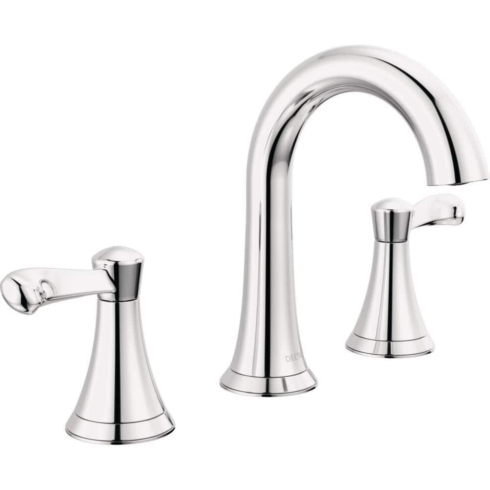 Esato Chrome Widespread 2-Handle Bathroom Faucet with Drain Assembly