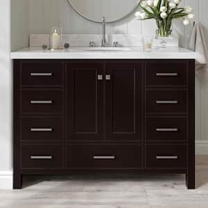 Cambridge 49 in. W x 22 in. D x 36 in. H Bath Vanity in Espresso with Carrara White Marble Top