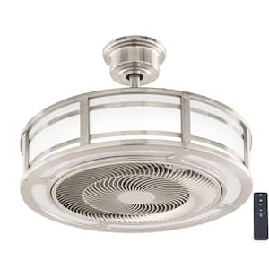 Brette III 23 in. Integrated LED Indoor/Outdoor Brushed Nickel Ceiling Fan with Light and Remote Control