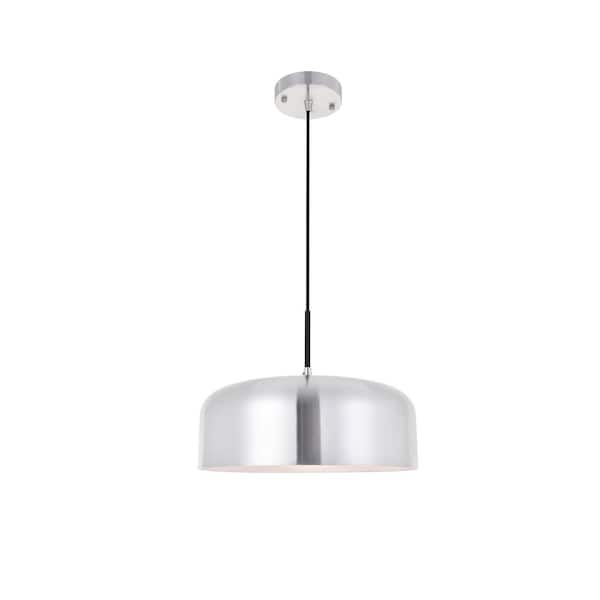 Unbranded Timeless Home 13.8 in. 1-Light Brushed Nickel And Black Pendant Light, Bulbs Not Included