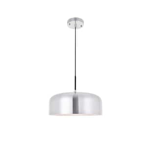 Timeless Home Edwards 13.8 in. W x 6.3 in. H 1-Light Brushed Nickel and Black Pendant
