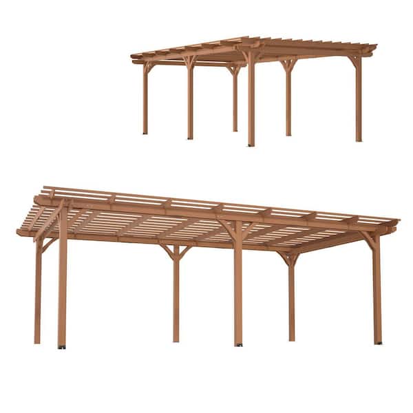 88.56 in. H x 16 ft. L x 12 ft. W Brown Fir Wood Grape Pergola for Climbing Plant Support