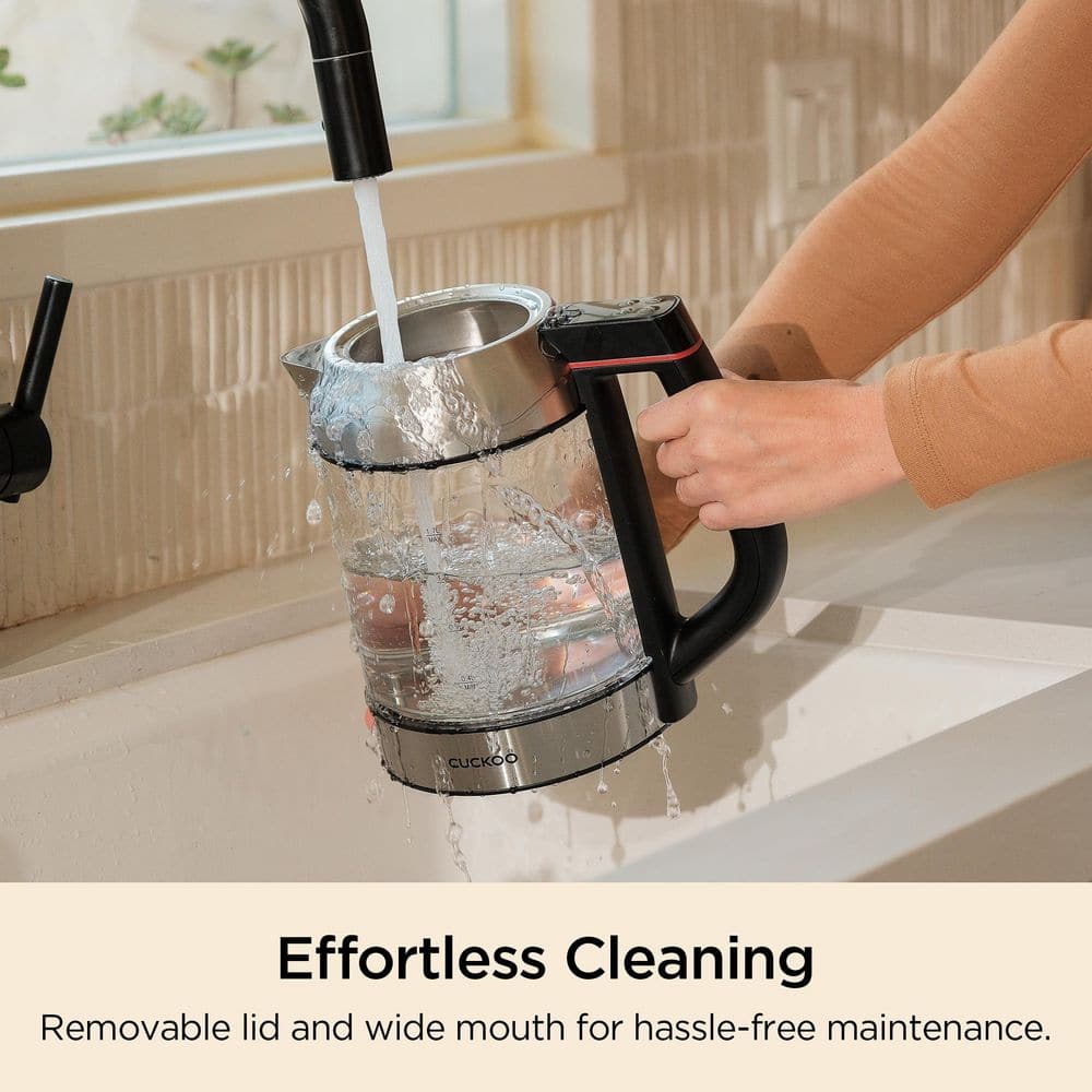 CUCKOO 1.7L Silver Glass Electric Kettle with Tea Infuser