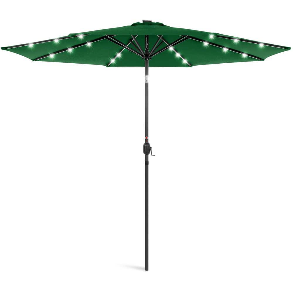 10 ft. Steel Market Solar Patio Umbrella in Green with Push Button Tilt
