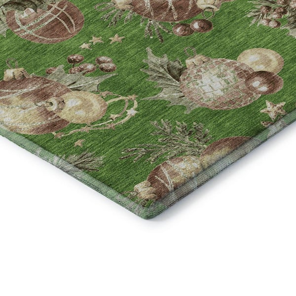 Mayfield Premium Machine Washable Abstract AMF1828 Green 5 ft. x 7 ft. 6 in. Area Rug