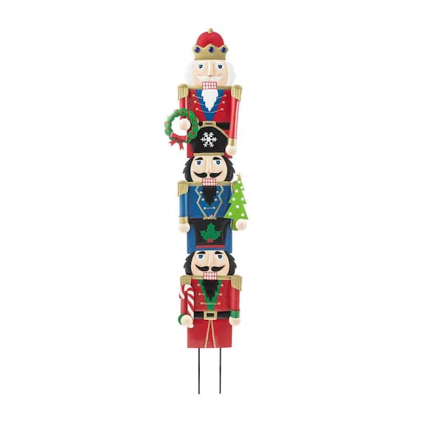 Glitzhome 47.75 in. H Metal Nutcracker Christmas Yard Decor Yard Stake