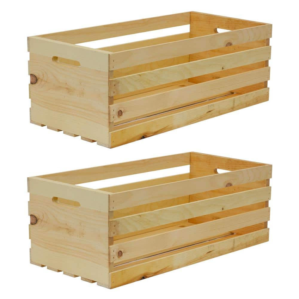 12" L x 6 1/4" W x 3 3/4" H Wood Crate Made From Unfinished Pine 