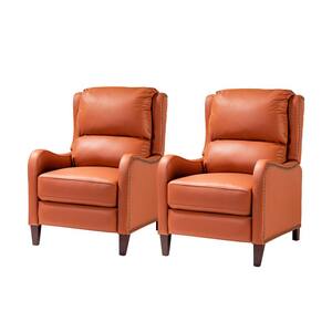 Hyde Brick Genuine Cigar Leather Recliner with Nailhead Trim (Set of 2)