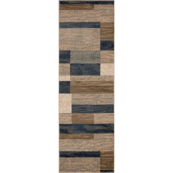 Bernadette Midnight Navy 3 ft. x 8 ft. Cross Weave Abstract Polypropylene Runner Area Rug