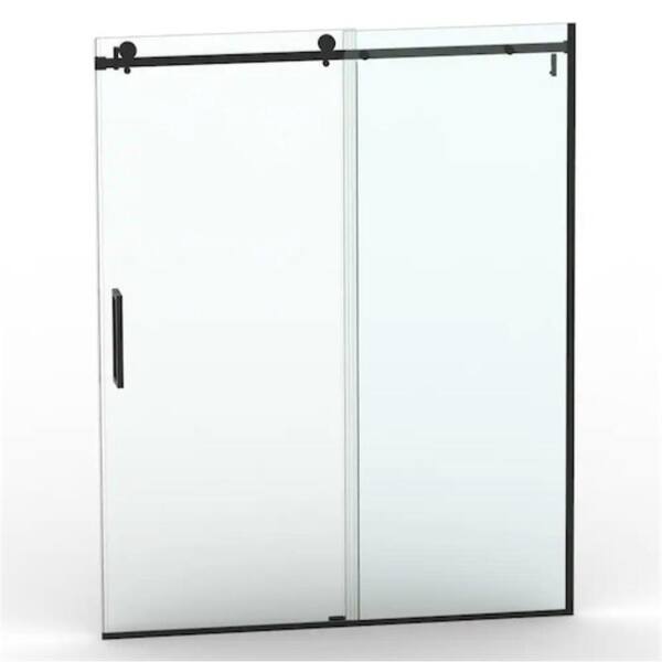 CASAINC 56 in. 60 in. W x 76 in. H Sliding Frameless Shower Door in Matte Black CA71517660MB