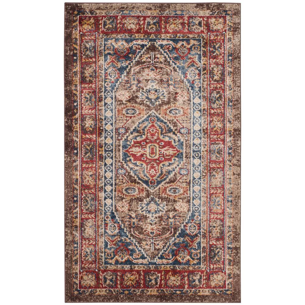 Blue Bijar Square Synthetic Stain-Resistant Accent Rug