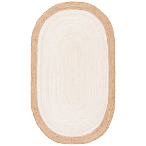 Natural Fiber Ivory/Beige Doormat 3 ft. x 4 ft. Woven Ascending Oval Area Rug