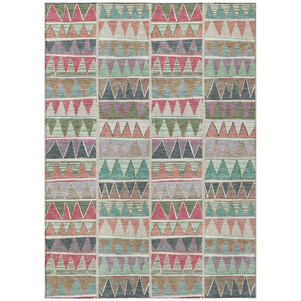 Chantille Machine Washable Indoor/Outdoor Abstract ACN2205 Salmon 3 ft. x 5 ft. Area Rug
