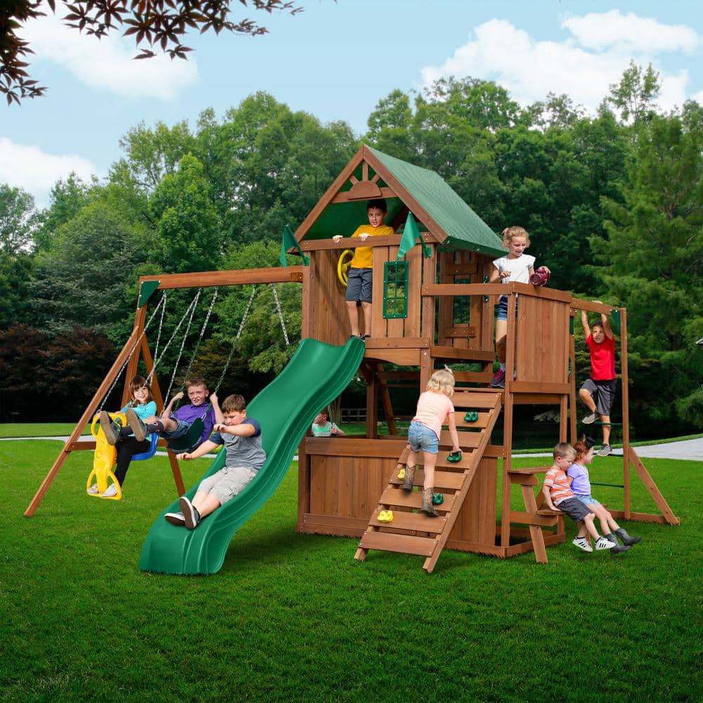 Knightsbridge Plus Large Wooden Swing Set with Canopy Roof