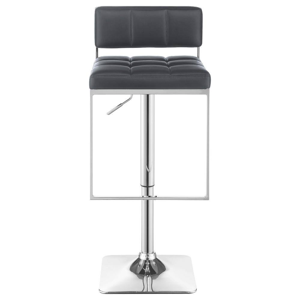 Gray Adjustable Faux Leather Bar Stool with Chrome Base