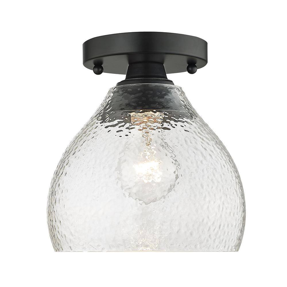 Ariella Matte Black and Glass Semi-Flush Mount Light