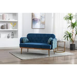 55.1 in. Light Blue Velvet 2-Seat Loveseat with