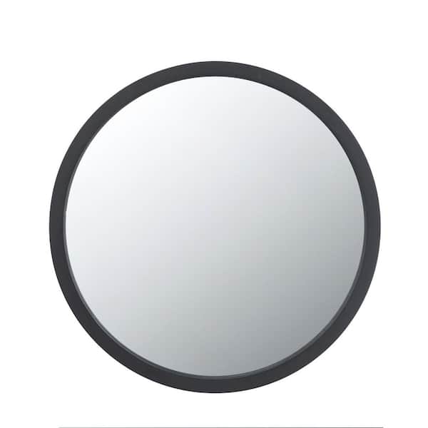 ilemong Black 19.70 in. W x 19.70 in. H Round Mirror Wooden Framed Wall Mirror Minimalist