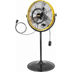 4400 CFM 20 in. Outdoor Misting Fan in Yellow Pedestal Standing Base with IP44 Enclosed Motor, 180° Tilted Head