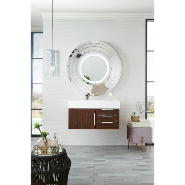 James Martin Vanities Mercer Island 36 In W Single Bath Vanity In Coffee Oak With Solid Surface Vanity Top In Glossy White With White Basin 3 V36 Cfo A Gw The Home Depot