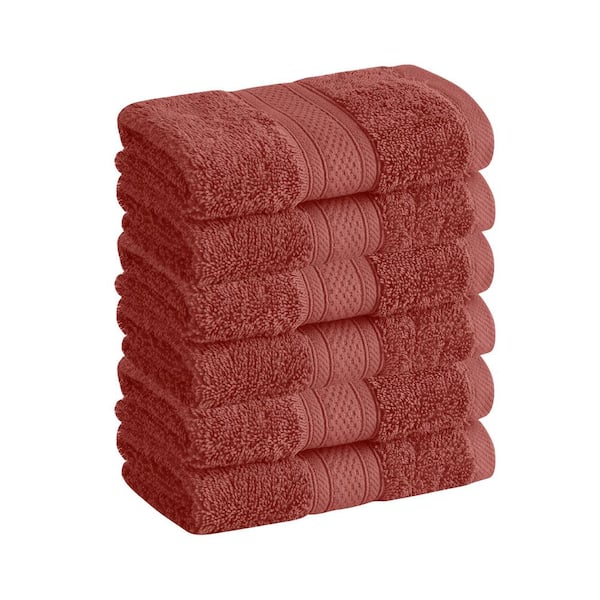 Cannon 100% Cotton Low Twist Wash Cloths (13 in. L x 13 in. W), 550 gsm, Highly Absorbent (6-Pack, Terracotta)