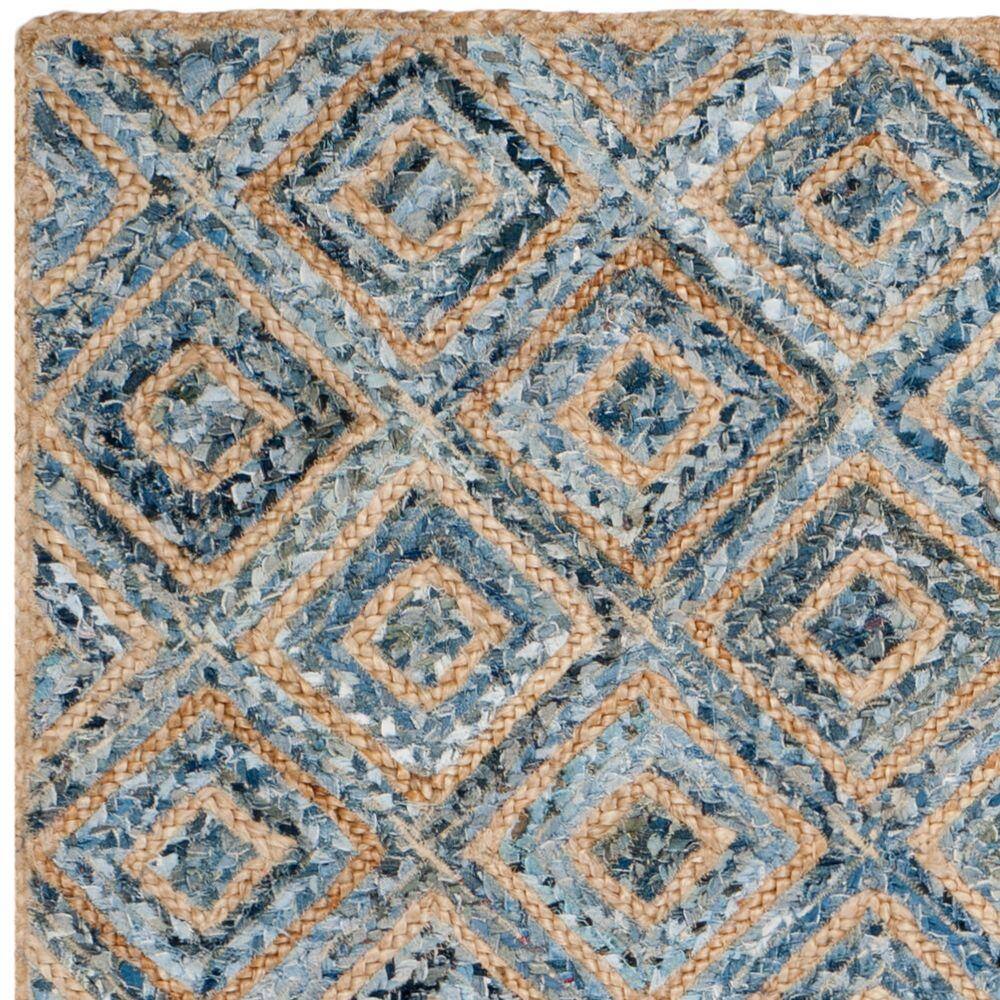 Natural Blue Geometric Jute Area Rug 5' x 8'