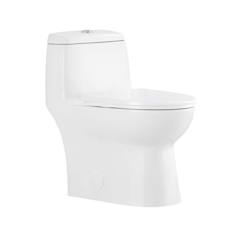 OVE Decors Jade 1-Piece Toilet 1.06/1.59 GPF Dual Flush Elongated Toilet in White with Seat Included