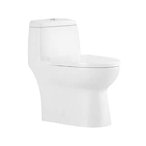 Jade 1-Piece Toilet 1.06/1.59 GPF Dual Flush Elongated Toilet in White with Seat Included