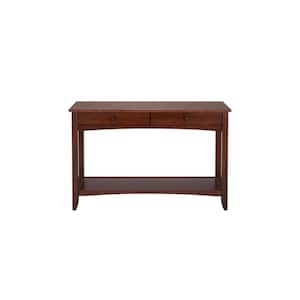 Cedar Springs Rectangular Sable Brown Finish Wood 2 Drawer Console Table (47.48 in. W x 30 in. H)