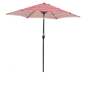 9 ft. Outdoor Striped Patio Cantilever Umbrella With UV Protection in Red