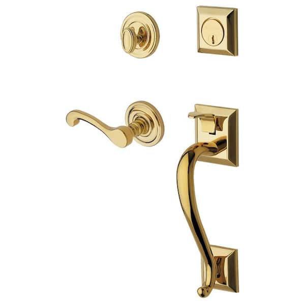 Baldwin Estate Collection Madison Single Cylinder Polished Brass Right-Handed Door Handleset with Wave Lever