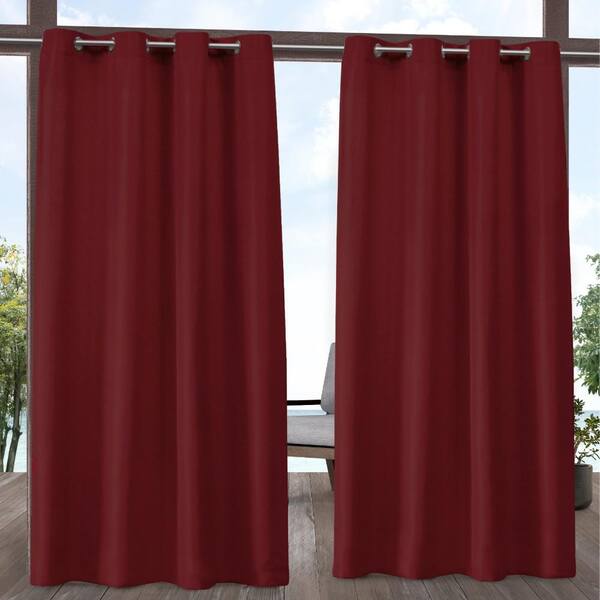 Exclusive Home Curtains Cabana Radiant Red Solid Light Filtering Grommet Top Indoor/Outdoor Curtain, 54 in. W x 84 in. L (Set of 2)