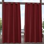 Cabana Radiant Red Solid Light Filtering Grommet Top Indoor/Outdoor Curtain, 54 in. W x 108 in. L (Set of 2)
