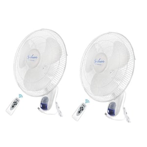 16 in. White Digital Wall Mount Fan with Remote Control, 3 Speed 3 Oscillating Modes (2-Pack)