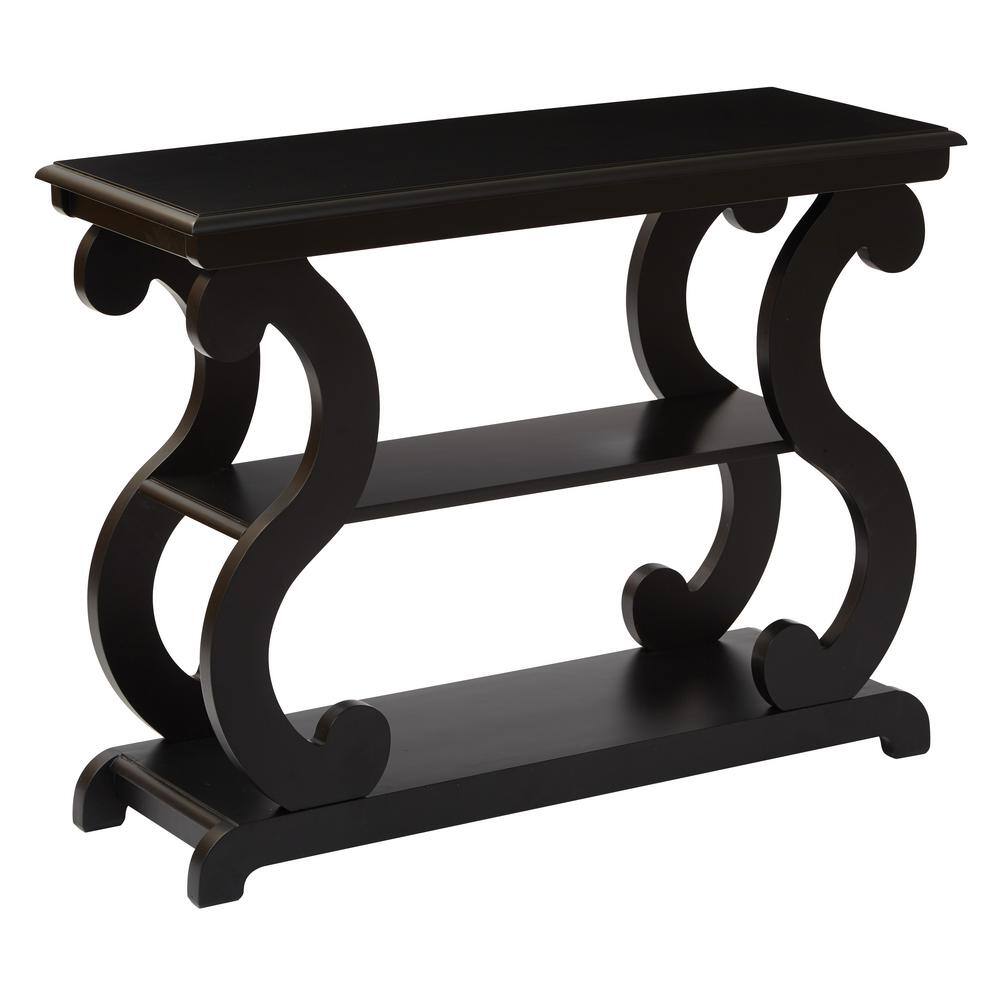 Ashland Brushed Black Wood and Metal Console Table with Storage