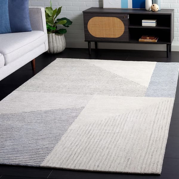 Ebony 3 ft. x 5 ft. Beige/Gray Abstract Geometric Striped Area Rug